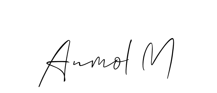 Use a signature maker to create a handwritten signature online. With this signature software, you can design (Allison_Script) your own signature for name Anmol M. Anmol M signature style 2 images and pictures png