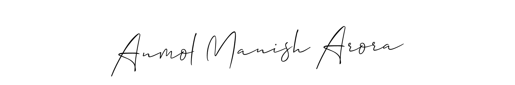 This is the best signature style for the Anmol Manish Arora name. Also you like these signature font (Allison_Script). Mix name signature. Anmol Manish Arora signature style 2 images and pictures png