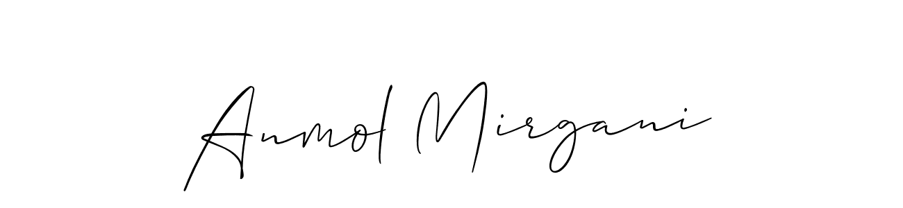 Make a beautiful signature design for name Anmol Mirgani. With this signature (Allison_Script) style, you can create a handwritten signature for free. Anmol Mirgani signature style 2 images and pictures png