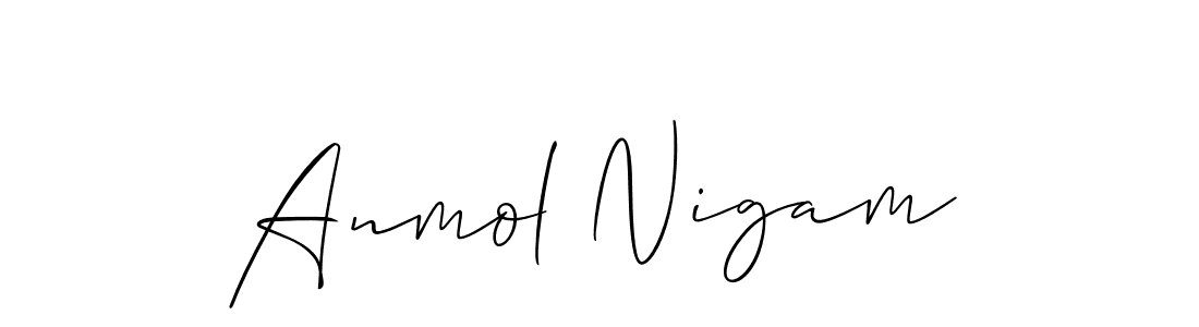 Also You can easily find your signature by using the search form. We will create Anmol Nigam name handwritten signature images for you free of cost using Allison_Script sign style. Anmol Nigam signature style 2 images and pictures png