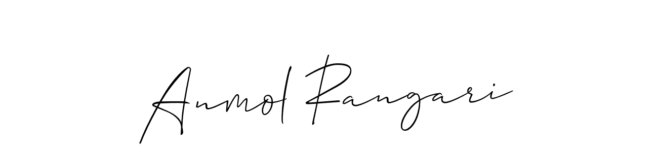 The best way (Allison_Script) to make a short signature is to pick only two or three words in your name. The name Anmol Rangari include a total of six letters. For converting this name. Anmol Rangari signature style 2 images and pictures png