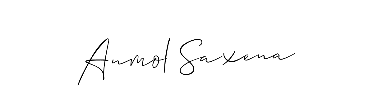 Make a short Anmol Saxena signature style. Manage your documents anywhere anytime using Allison_Script. Create and add eSignatures, submit forms, share and send files easily. Anmol Saxena signature style 2 images and pictures png