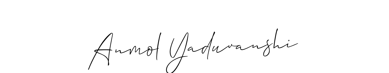 Use a signature maker to create a handwritten signature online. With this signature software, you can design (Allison_Script) your own signature for name Anmol Yaduvanshi. Anmol Yaduvanshi signature style 2 images and pictures png