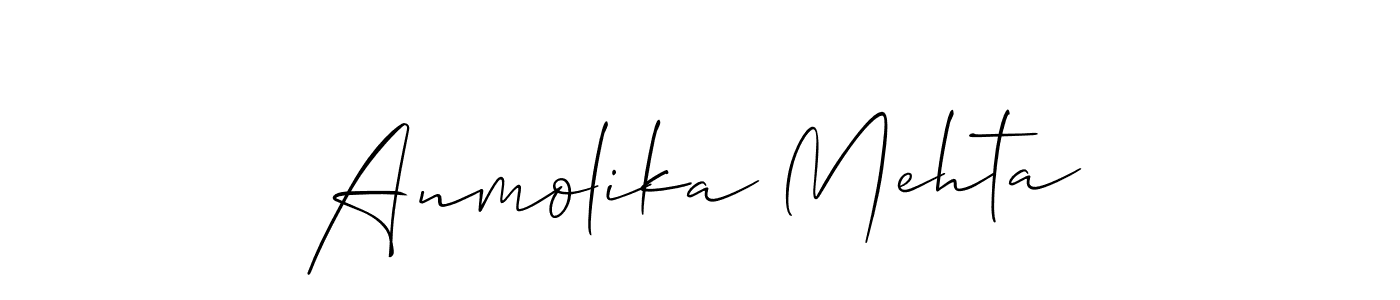 Similarly Allison_Script is the best handwritten signature design. Signature creator online .You can use it as an online autograph creator for name Anmolika Mehta. Anmolika Mehta signature style 2 images and pictures png