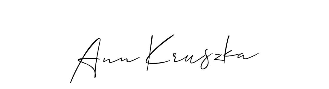 You should practise on your own different ways (Allison_Script) to write your name (Ann Kruszka) in signature. don't let someone else do it for you. Ann Kruszka signature style 2 images and pictures png