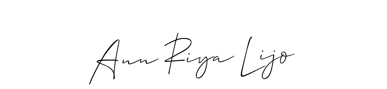 Make a short Ann Riya Lijo signature style. Manage your documents anywhere anytime using Allison_Script. Create and add eSignatures, submit forms, share and send files easily. Ann Riya Lijo signature style 2 images and pictures png