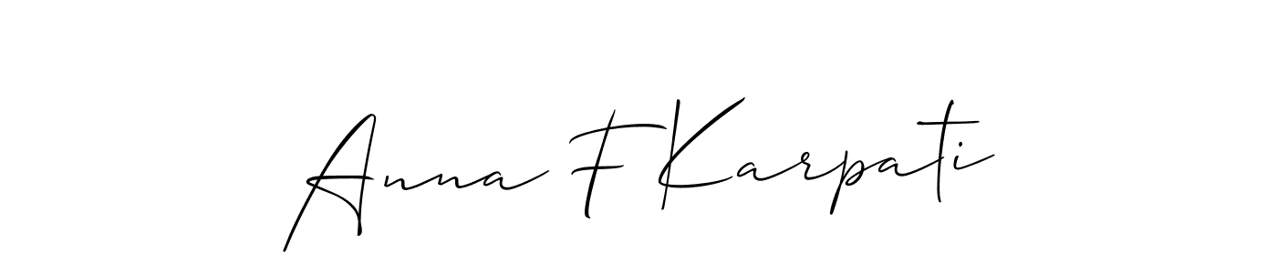 Allison_Script is a professional signature style that is perfect for those who want to add a touch of class to their signature. It is also a great choice for those who want to make their signature more unique. Get Anna F Karpati name to fancy signature for free. Anna F Karpati signature style 2 images and pictures png
