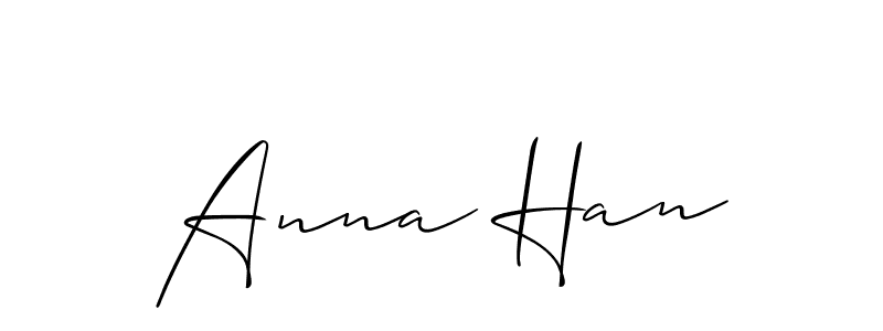 The best way (Allison_Script) to make a short signature is to pick only two or three words in your name. The name Anna Han include a total of six letters. For converting this name. Anna Han signature style 2 images and pictures png