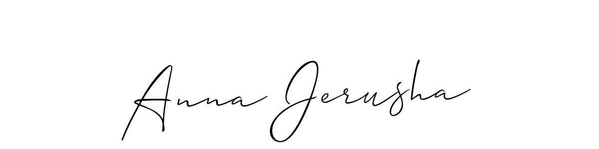 How to make Anna Jerusha name signature. Use Allison_Script style for creating short signs online. This is the latest handwritten sign. Anna Jerusha signature style 2 images and pictures png