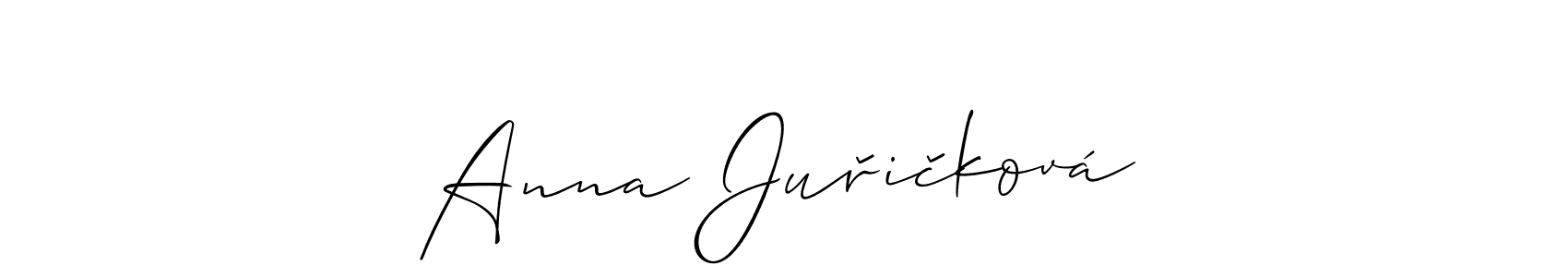 The best way (Allison_Script) to make a short signature is to pick only two or three words in your name. The name Anna Juřičková include a total of six letters. For converting this name. Anna Juřičková signature style 2 images and pictures png