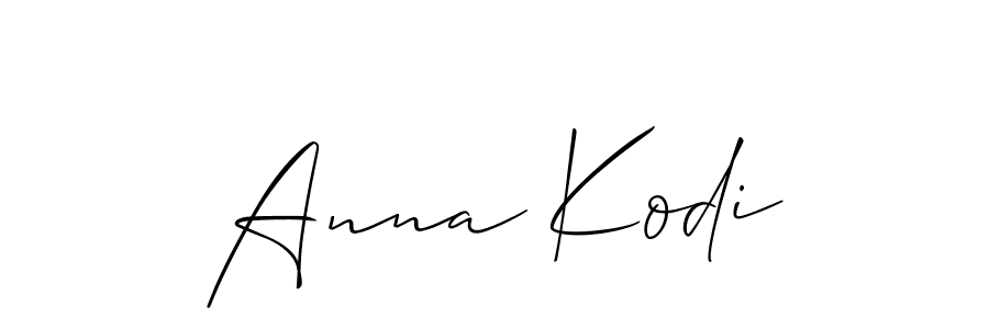 Similarly Allison_Script is the best handwritten signature design. Signature creator online .You can use it as an online autograph creator for name Anna Kodi. Anna Kodi signature style 2 images and pictures png