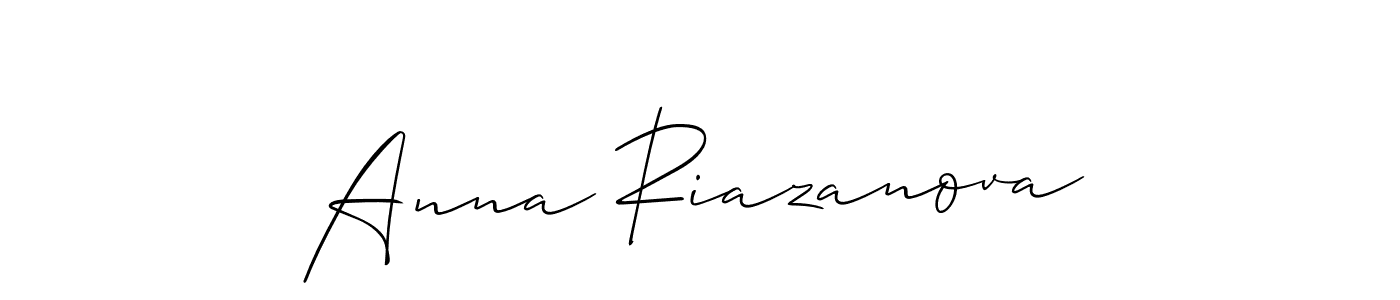 It looks lik you need a new signature style for name Anna Riazanova. Design unique handwritten (Allison_Script) signature with our free signature maker in just a few clicks. Anna Riazanova signature style 2 images and pictures png