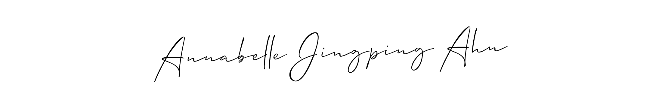 Also You can easily find your signature by using the search form. We will create Annabelle Jingping Ahn name handwritten signature images for you free of cost using Allison_Script sign style. Annabelle Jingping Ahn signature style 2 images and pictures png