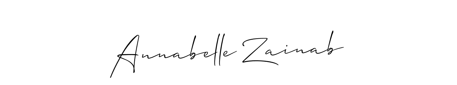 How to make Annabelle Zainab name signature. Use Allison_Script style for creating short signs online. This is the latest handwritten sign. Annabelle Zainab signature style 2 images and pictures png