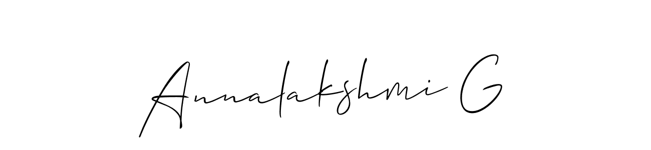 Also You can easily find your signature by using the search form. We will create Annalakshmi G name handwritten signature images for you free of cost using Allison_Script sign style. Annalakshmi G signature style 2 images and pictures png