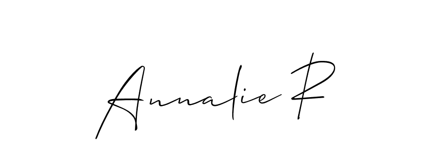 It looks lik you need a new signature style for name Annalie R. Design unique handwritten (Allison_Script) signature with our free signature maker in just a few clicks. Annalie R signature style 2 images and pictures png