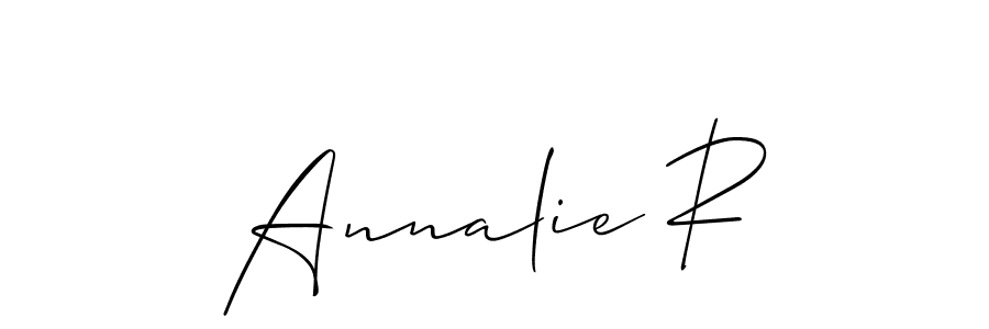 It looks lik you need a new signature style for name Annalie R. Design unique handwritten (Allison_Script) signature with our free signature maker in just a few clicks. Annalie R signature style 2 images and pictures png