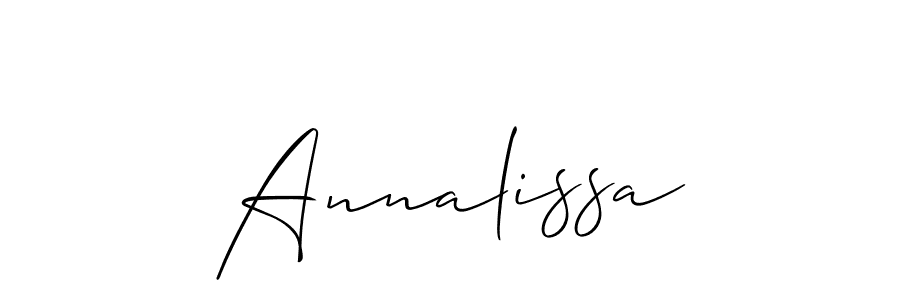 The best way (Allison_Script) to make a short signature is to pick only two or three words in your name. The name Annalissa include a total of six letters. For converting this name. Annalissa signature style 2 images and pictures png