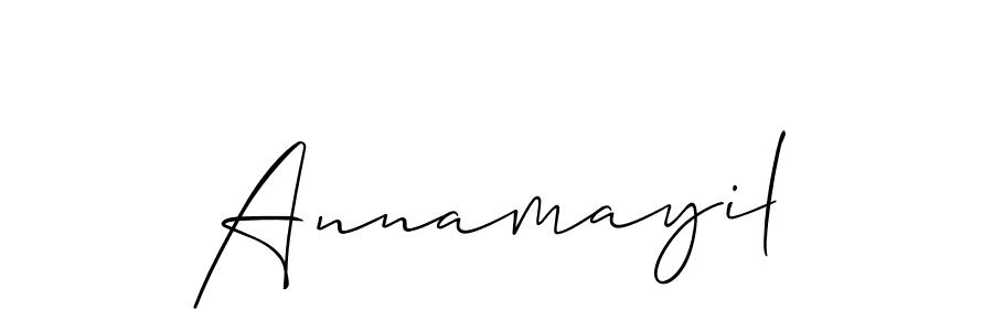 Use a signature maker to create a handwritten signature online. With this signature software, you can design (Allison_Script) your own signature for name Annamayil. Annamayil signature style 2 images and pictures png