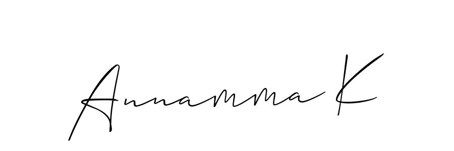 How to make Annamma K signature? Allison_Script is a professional autograph style. Create handwritten signature for Annamma K name. Annamma K signature style 2 images and pictures png