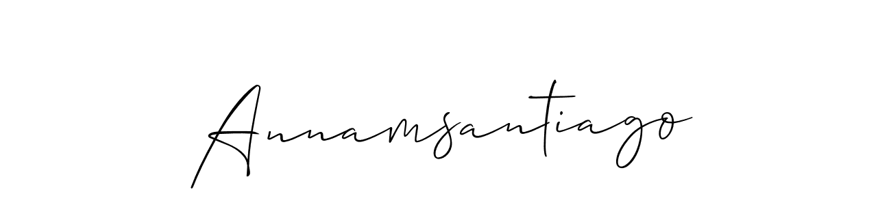 How to make Annamsantiago name signature. Use Allison_Script style for creating short signs online. This is the latest handwritten sign. Annamsantiago signature style 2 images and pictures png