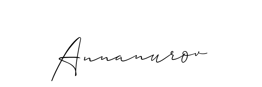 The best way (Allison_Script) to make a short signature is to pick only two or three words in your name. The name Annanurov include a total of six letters. For converting this name. Annanurov signature style 2 images and pictures png