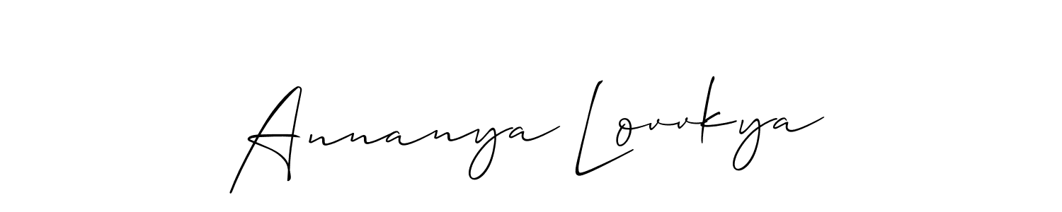 Also we have Annanya Lovvkya name is the best signature style. Create professional handwritten signature collection using Allison_Script autograph style. Annanya Lovvkya signature style 2 images and pictures png