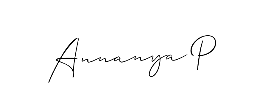 Design your own signature with our free online signature maker. With this signature software, you can create a handwritten (Allison_Script) signature for name Annanya P. Annanya P signature style 2 images and pictures png