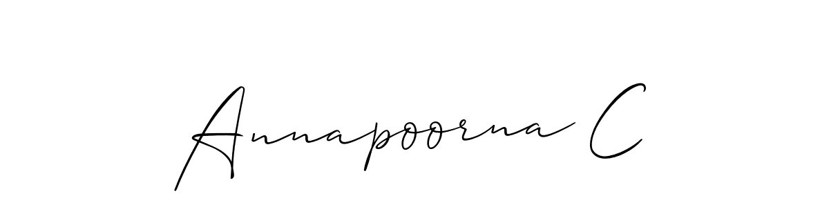 It looks lik you need a new signature style for name Annapoorna C. Design unique handwritten (Allison_Script) signature with our free signature maker in just a few clicks. Annapoorna C signature style 2 images and pictures png