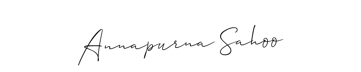How to make Annapurna Sahoo name signature. Use Allison_Script style for creating short signs online. This is the latest handwritten sign. Annapurna Sahoo signature style 2 images and pictures png