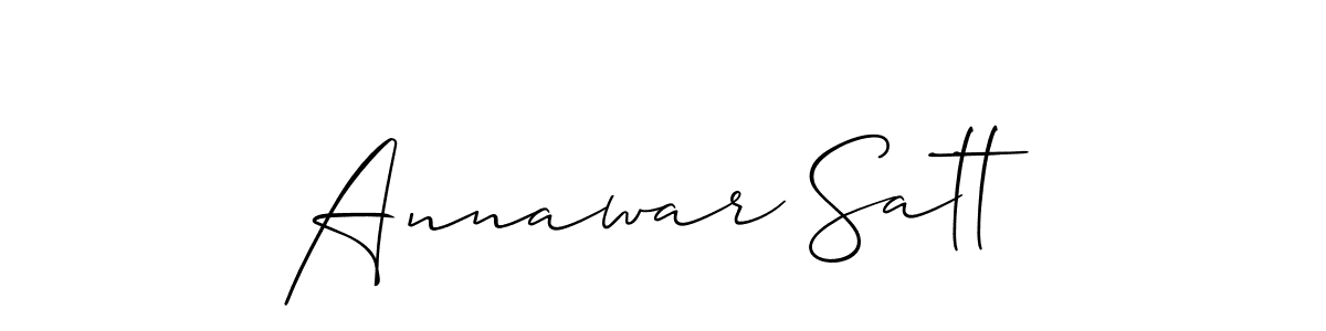 The best way (Allison_Script) to make a short signature is to pick only two or three words in your name. The name Annawar Satt include a total of six letters. For converting this name. Annawar Satt signature style 2 images and pictures png