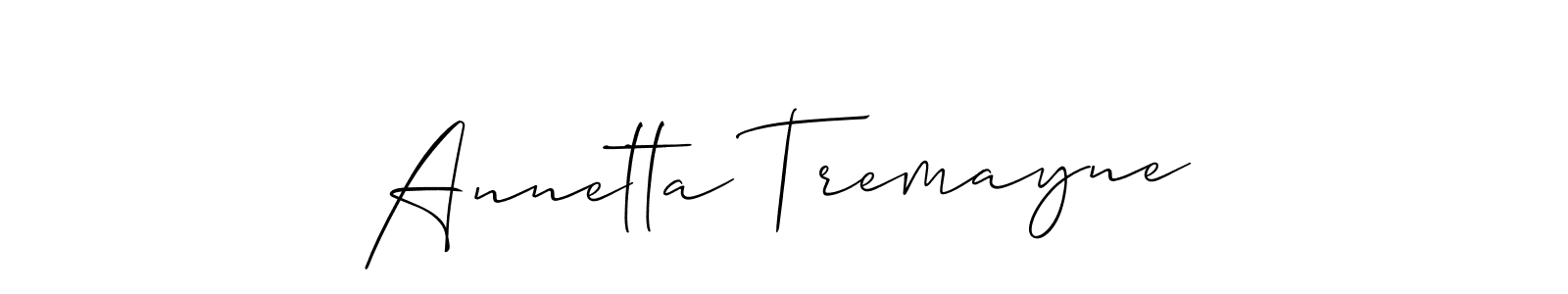 How to make Annetta Tremayne name signature. Use Allison_Script style for creating short signs online. This is the latest handwritten sign. Annetta Tremayne signature style 2 images and pictures png