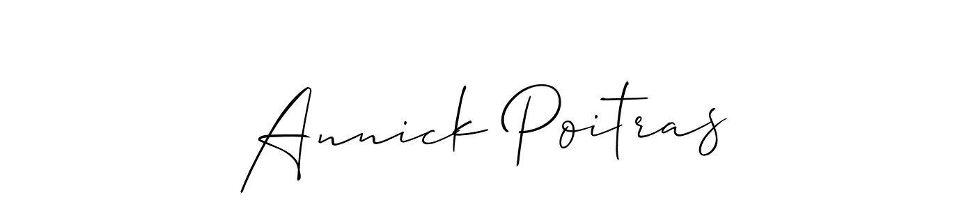 The best way (Allison_Script) to make a short signature is to pick only two or three words in your name. The name Annick Poitras include a total of six letters. For converting this name. Annick Poitras signature style 2 images and pictures png