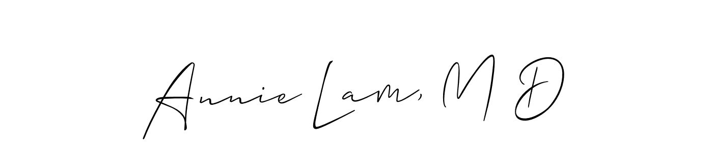 Also we have Annie Lam, M D name is the best signature style. Create professional handwritten signature collection using Allison_Script autograph style. Annie Lam, M D signature style 2 images and pictures png