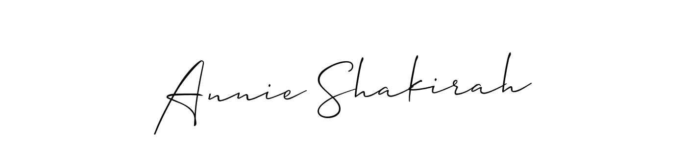You should practise on your own different ways (Allison_Script) to write your name (Annie Shakirah) in signature. don't let someone else do it for you. Annie Shakirah signature style 2 images and pictures png