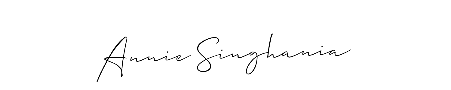Also we have Annie Singhania name is the best signature style. Create professional handwritten signature collection using Allison_Script autograph style. Annie Singhania signature style 2 images and pictures png