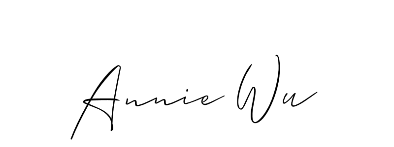 How to make Annie Wu name signature. Use Allison_Script style for creating short signs online. This is the latest handwritten sign. Annie Wu signature style 2 images and pictures png