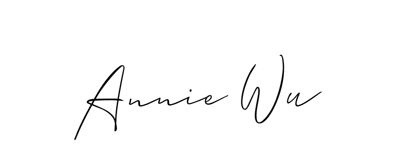 The best way (Allison_Script) to make a short signature is to pick only two or three words in your name. The name Annie Wu include a total of six letters. For converting this name. Annie Wu signature style 2 images and pictures png