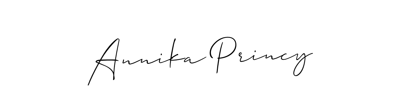 You should practise on your own different ways (Allison_Script) to write your name (Annika Princy) in signature. don't let someone else do it for you. Annika Princy signature style 2 images and pictures png