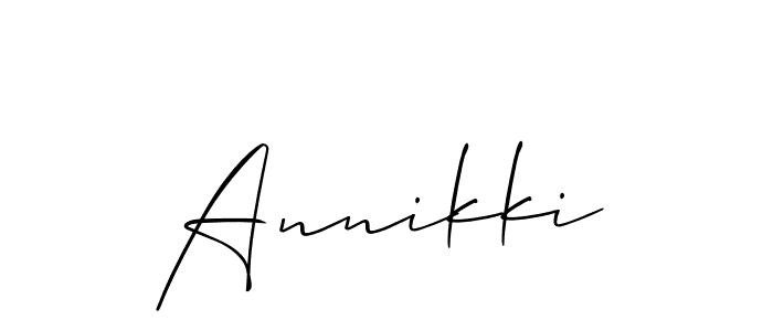 The best way (Allison_Script) to make a short signature is to pick only two or three words in your name. The name Annikki include a total of six letters. For converting this name. Annikki signature style 2 images and pictures png