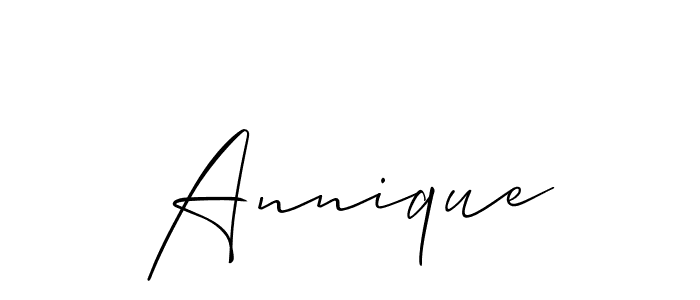 Design your own signature with our free online signature maker. With this signature software, you can create a handwritten (Allison_Script) signature for name Annique. Annique signature style 2 images and pictures png