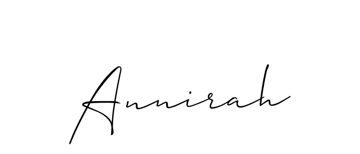 How to make Annirah signature? Allison_Script is a professional autograph style. Create handwritten signature for Annirah name. Annirah signature style 2 images and pictures png