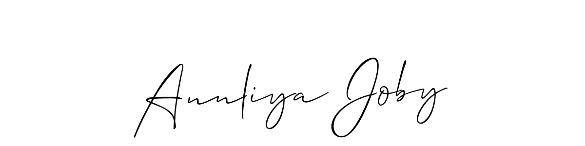 Make a short Annliya Joby signature style. Manage your documents anywhere anytime using Allison_Script. Create and add eSignatures, submit forms, share and send files easily. Annliya Joby signature style 2 images and pictures png