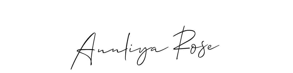 The best way (Allison_Script) to make a short signature is to pick only two or three words in your name. The name Annliya Rose include a total of six letters. For converting this name. Annliya Rose signature style 2 images and pictures png