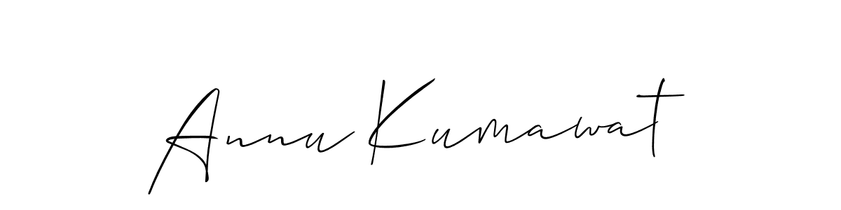 You should practise on your own different ways (Allison_Script) to write your name (Annu Kumawat) in signature. don't let someone else do it for you. Annu Kumawat signature style 2 images and pictures png