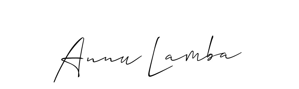 The best way (Allison_Script) to make a short signature is to pick only two or three words in your name. The name Annu Lamba include a total of six letters. For converting this name. Annu Lamba signature style 2 images and pictures png