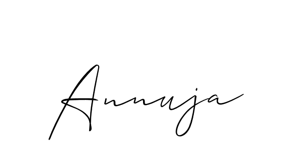 Use a signature maker to create a handwritten signature online. With this signature software, you can design (Allison_Script) your own signature for name Annuja. Annuja signature style 2 images and pictures png