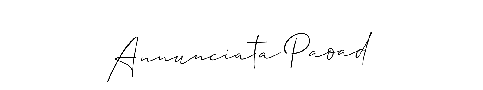 Also You can easily find your signature by using the search form. We will create Annunciata Paoad name handwritten signature images for you free of cost using Allison_Script sign style. Annunciata Paoad signature style 2 images and pictures png