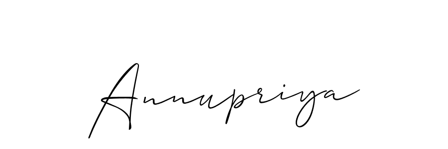 How to make Annupriya signature? Allison_Script is a professional autograph style. Create handwritten signature for Annupriya name. Annupriya signature style 2 images and pictures png
