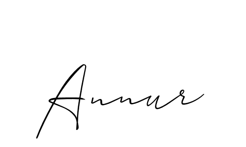 Use a signature maker to create a handwritten signature online. With this signature software, you can design (Allison_Script) your own signature for name Annur. Annur signature style 2 images and pictures png